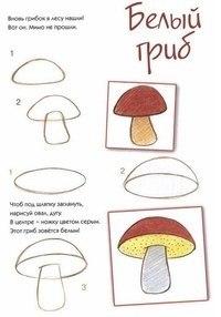 Пособия Уроки рисования как нарисовать гриб схема