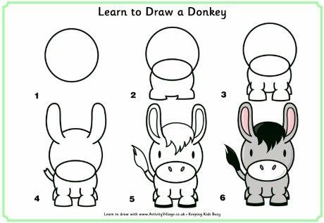 Пособия карандашом как нарисовать ослика, уроки рисования карандашом для детей
