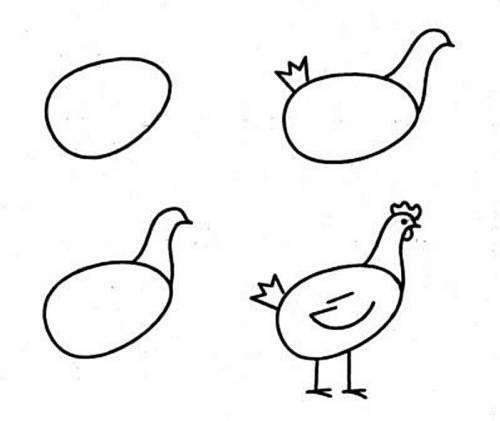 Пособия поэтапно как нарисовать курицу, уроки рисования поэтапно